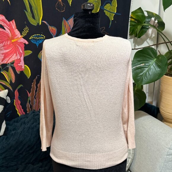 100% Cashmere Button-Down Cardigan Sweater, Blush Pink, Juniors L, Circa 1990s - Picture 6 of 16